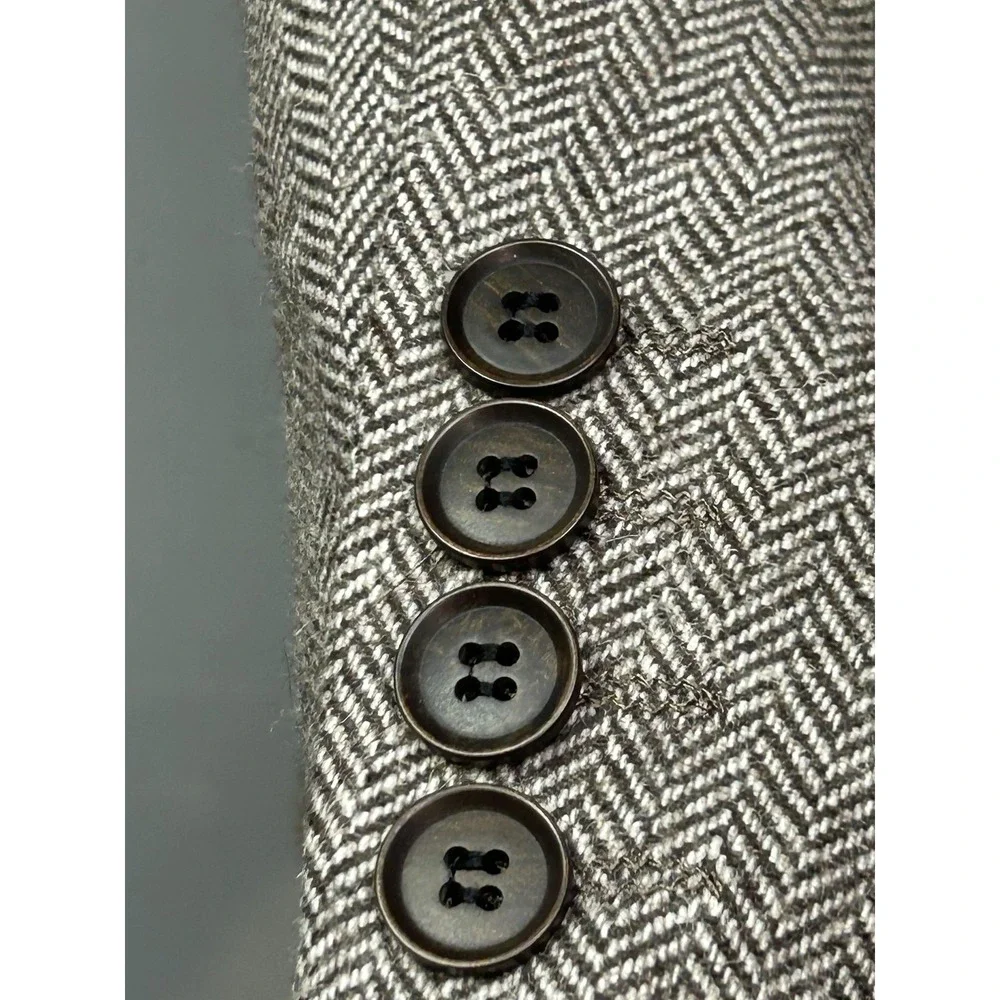 MADE Cam Newton Blazer Mens Large Brown Wool Blend Herringbone Sport Coat Jacket